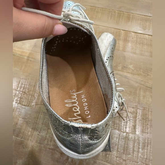Shellys London STELLA  metallic silver Oxford platform shoes sneakers lace up - Picture 13 of 14